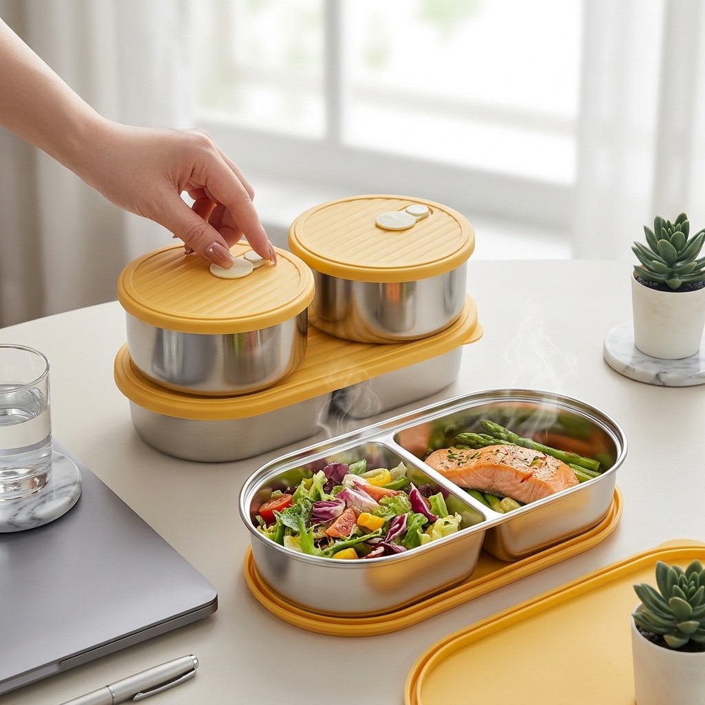 Meal Prep Kinder - Microwavable 304 Stainless Steel Bento Box