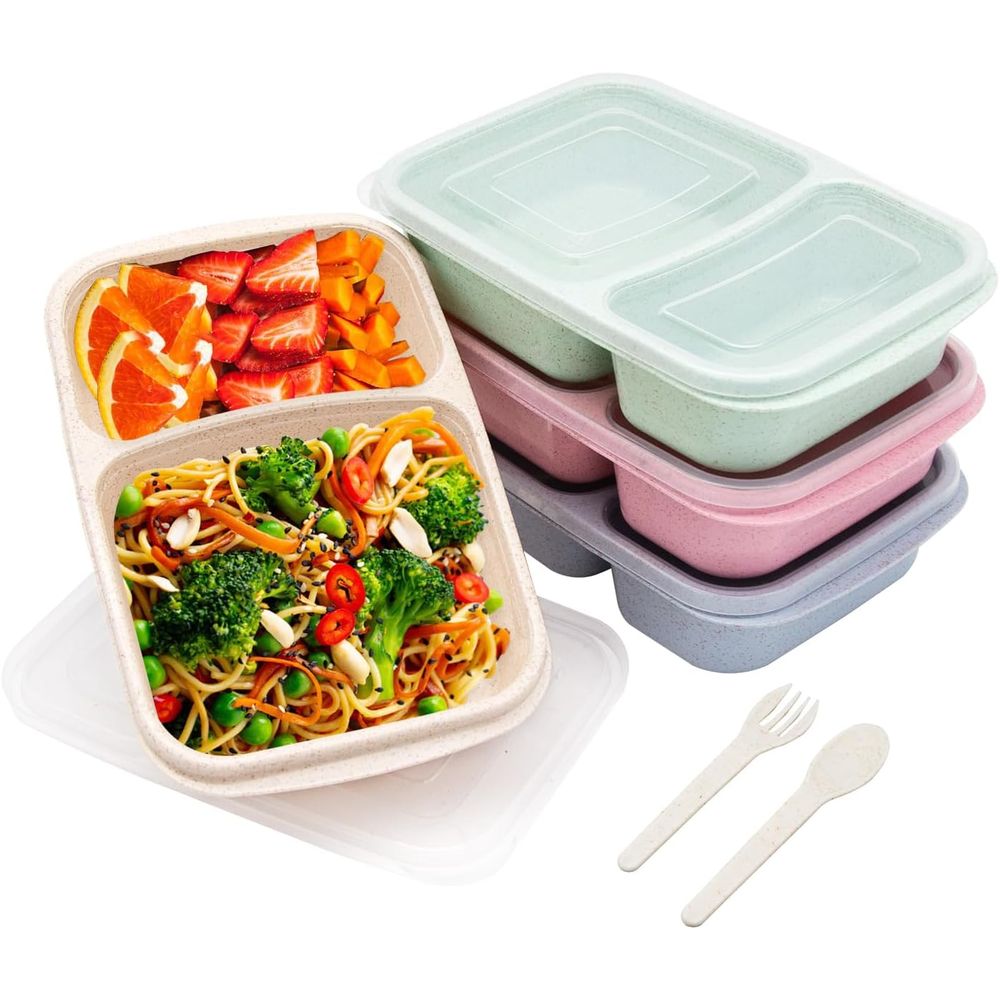 4 Pack Bento Lunch Box, 2 Comp - Meal Prep Microwave 评论和价格