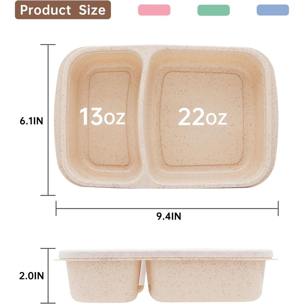 4 Pack Bento Lunch Box, 2 Comp - Meal Prep Microwave 评论和价格