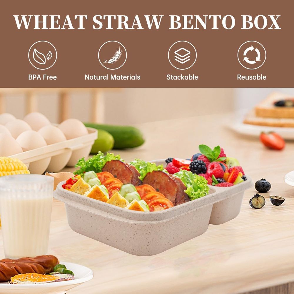4 Pack Bento Lunch Box, 2 Comp - Meal Prep Microwave 评论和价格