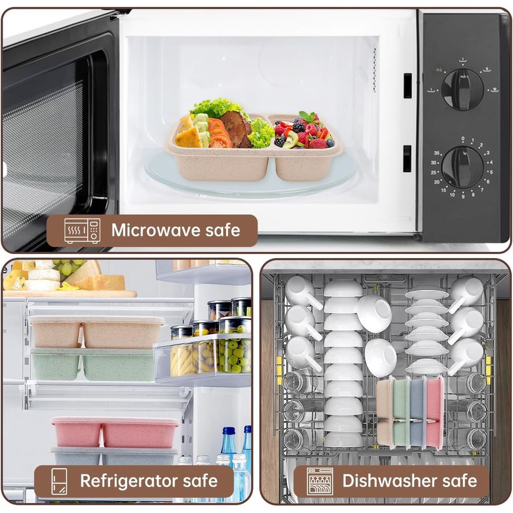 4 Pack Bento Lunch Box, 2 Comp - Meal Prep Microwave 评论和价格