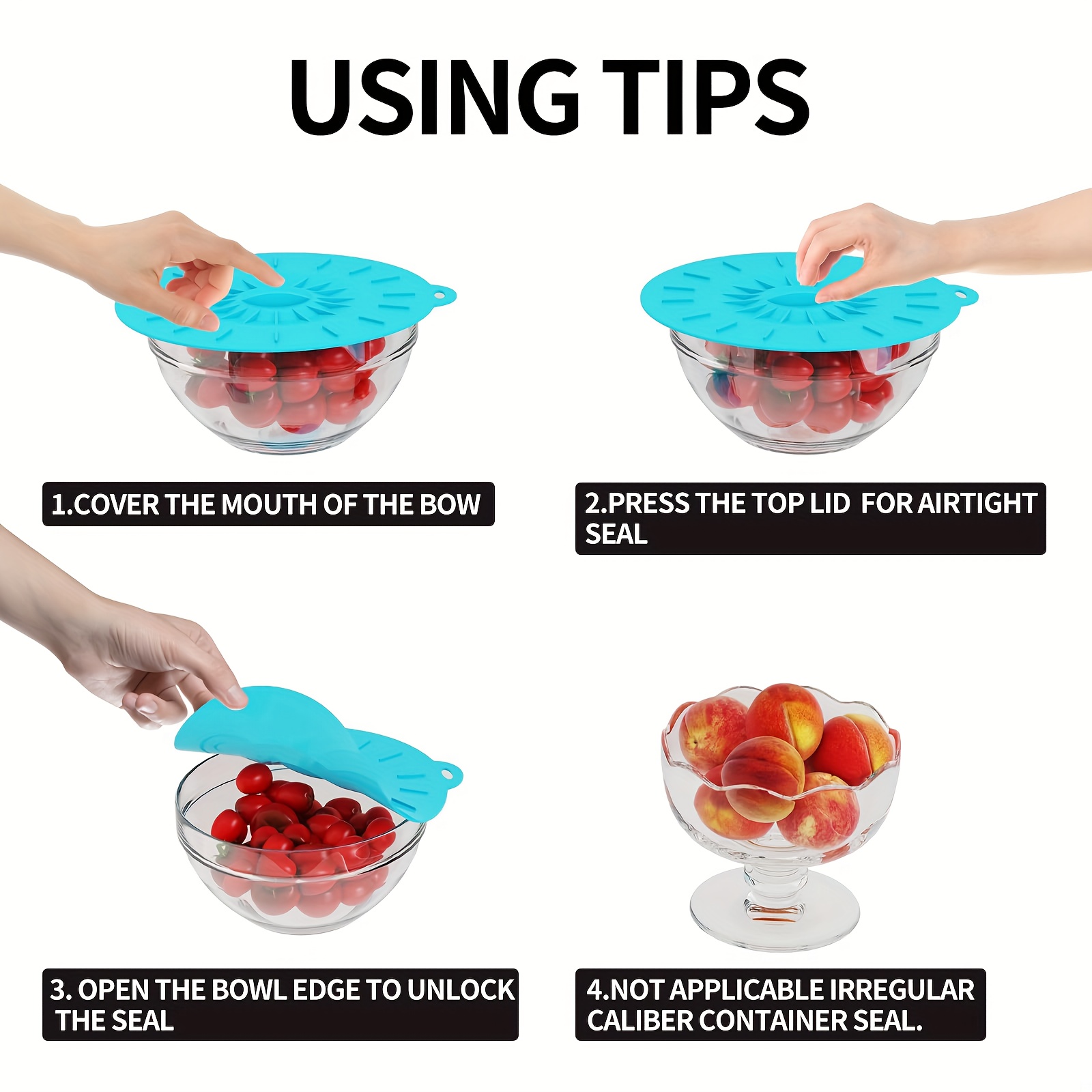 5-Piece Silicone Lids, Heat-Re - Meal Prep Microwave 评论和价格